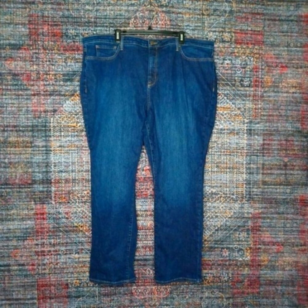 NYDJ womens dark wash distressed Sheri slim stretch jeans 24x30 EUC